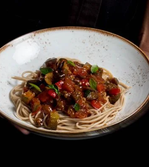 Caponata on wholewheat spaghetti recipe