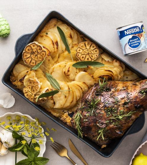 Easter roast lamb with potatoes
