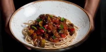 Caponata on Whole-wheat Spaghetti