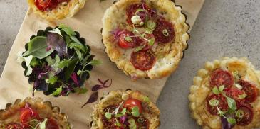 Tomato Mozzarella and Basil Tarts