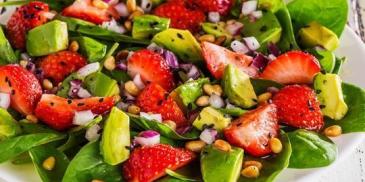 Spinach and Fruit Salad with Avocado Citrus Dressing